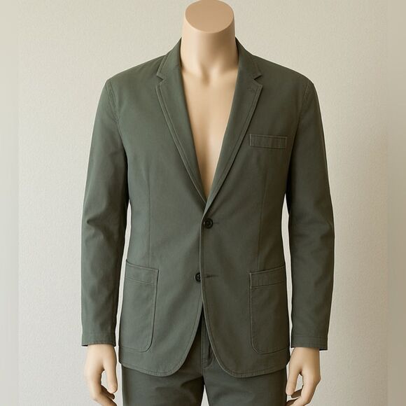Club Monaco Grant Fit Men’s Blazer M (40 ) Olive Casual 100% Cotton Jacket - Picture 2 of 8